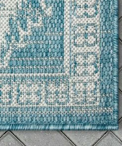 Well Woven Delphi Oriental Persian Indoor/Outdoor Blue Flat-Weave Rug