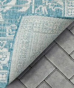 Well Woven Delphi Oriental Persian Indoor/Outdoor Blue Flat-Weave Rug