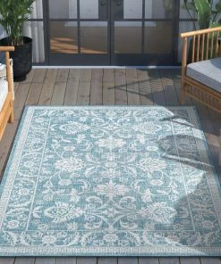 Well Woven Delphi Oriental Persian Indoor/Outdoor Blue Flat-Weave Rug