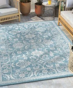 Well Woven Delphi Oriental Persian Indoor/Outdoor Blue Flat-Weave Rug