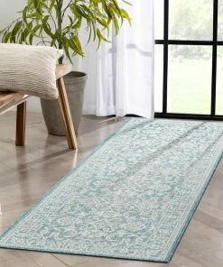 Well Woven Delphi Oriental Persian Indoor/Outdoor Blue Flat-Weave Rug