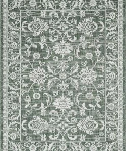 Well Woven Delphi Oriental Persian Indoor/Outdoor Green Flat-Weave Rug