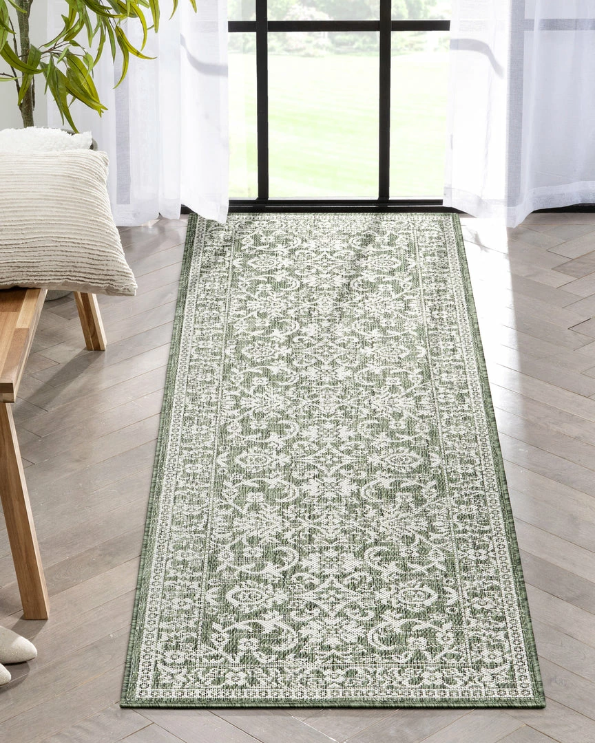 Well Woven Delphi Oriental Persian Indoor/Outdoor Green Flat-Weave Rug 8 Well Woven Delphi Oriental Persian Indoor/Outdoor Green Flat-Weave Rug