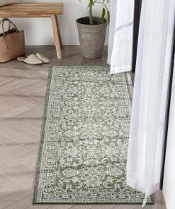 Well Woven Delphi Oriental Persian Indoor/Outdoor Green Flat-Weave Rug 24 Well Woven Delphi Oriental Persian Indoor/Outdoor Green Flat-Weave Rug