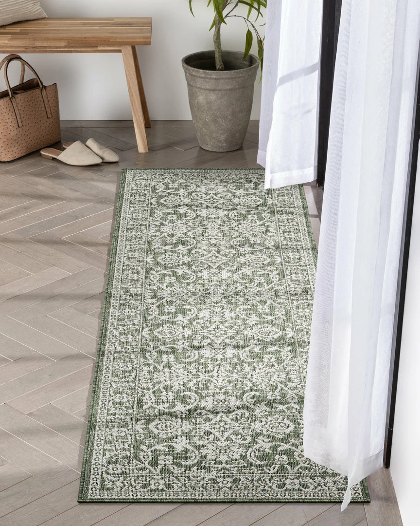 Well Woven Delphi Oriental Persian Indoor/Outdoor Green Flat-Weave Rug 12 Well Woven Delphi Oriental Persian Indoor/Outdoor Green Flat-Weave Rug