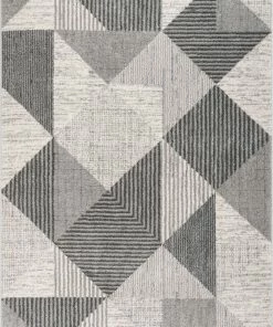 Well Woven Lujo Mid-Century Modern Geometric Grey Rug