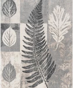 Well Woven Odette Botanical Transitional Leaves Grey Vintage Rug