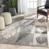 Well Woven Odette Botanical Transitional Leaves Grey Vintage Rug