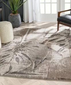 Well Woven Gloria Botanical Transitional Leaves Ivory Vintage Rug