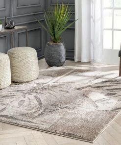 Well Woven Gloria Botanical Transitional Leaves Ivory Vintage Rug