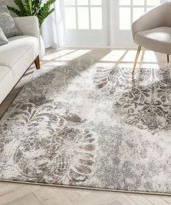 Well Woven Maisie Botanical Damask Pattern Ivory Vintage Rug Global