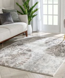 Well Woven Maisie Botanical Damask Pattern Ivory Vintage Rug Global