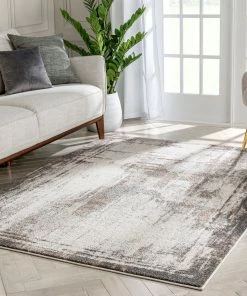 Well Woven Francis Abstract Brushstroke Ivory Vintage Rug Global