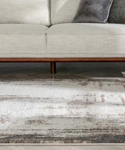 Well Woven Francis Abstract Brushstroke Ivory Vintage Rug Global