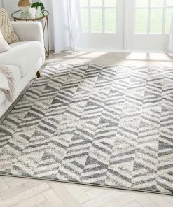 Well Woven Cordoba Modern Geometric Diamond Pattern Grey Rug
