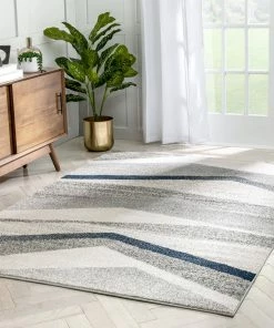 Well Woven Cerro Modern Geometric Distressed Grey / Blue Rug Global