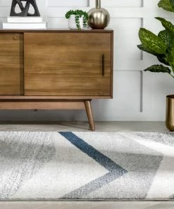 Well Woven Cerro Modern Geometric Distressed Grey / Blue Rug Global