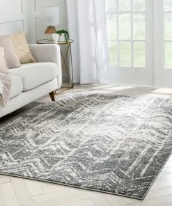 Well Woven Julie Distressed Chevron Stripes Grey Rug Global