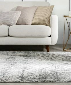 Well Woven Julie Distressed Chevron Stripes Grey Rug Global