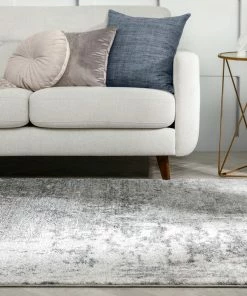 Well Woven Global Finca Industrial Solid & Striped Distressed Grey Rug