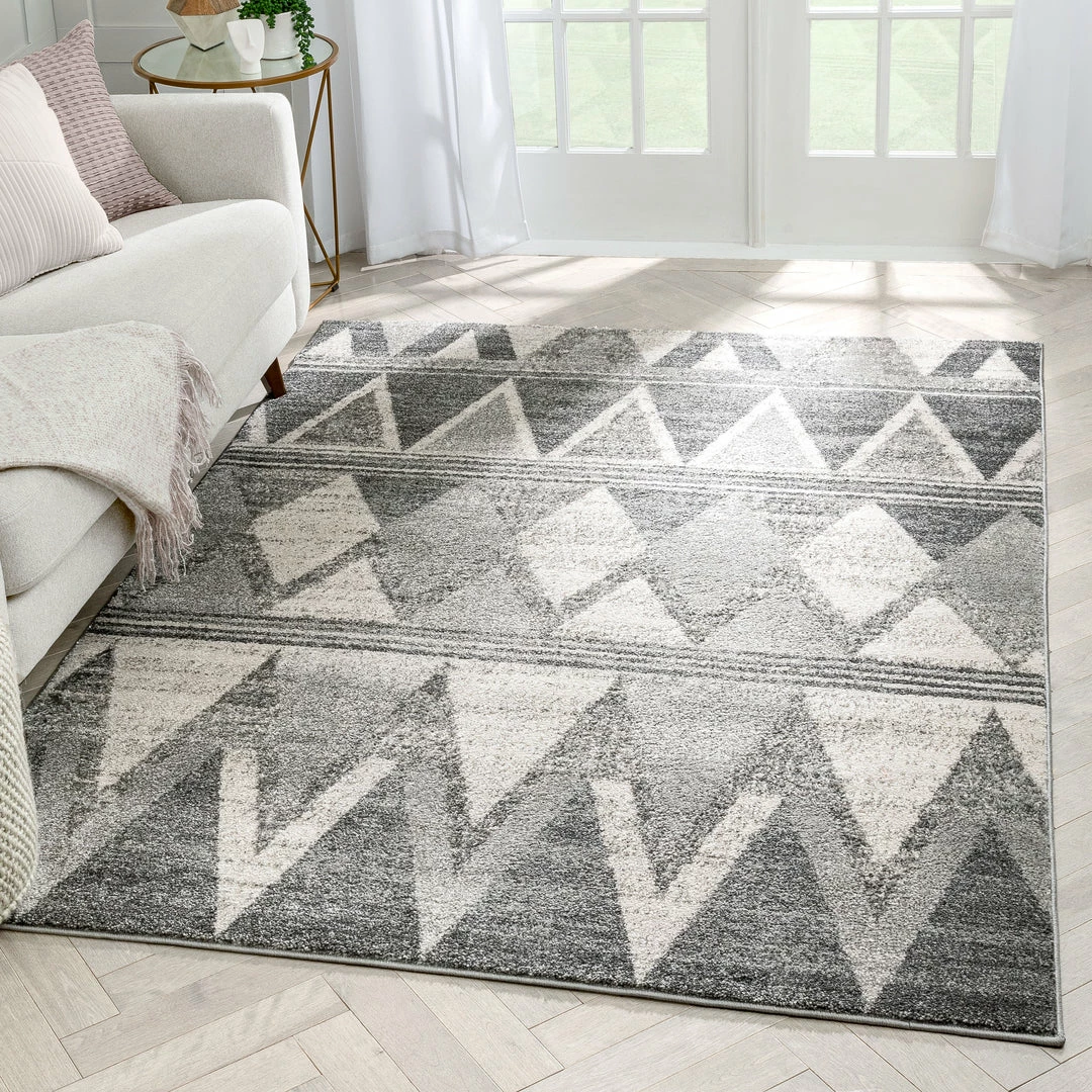 Well Woven Minas Distressed Geometric Diamond Pattern Grey Rug 1 Well Woven Minas Distressed Geometric Diamond Pattern Grey Rug