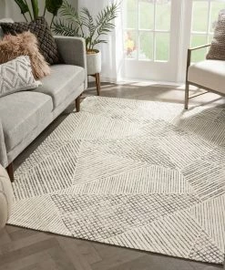 Well Woven Este Mid-Century Modern Geometric Distressed Grey Kilim-Style Rug Global