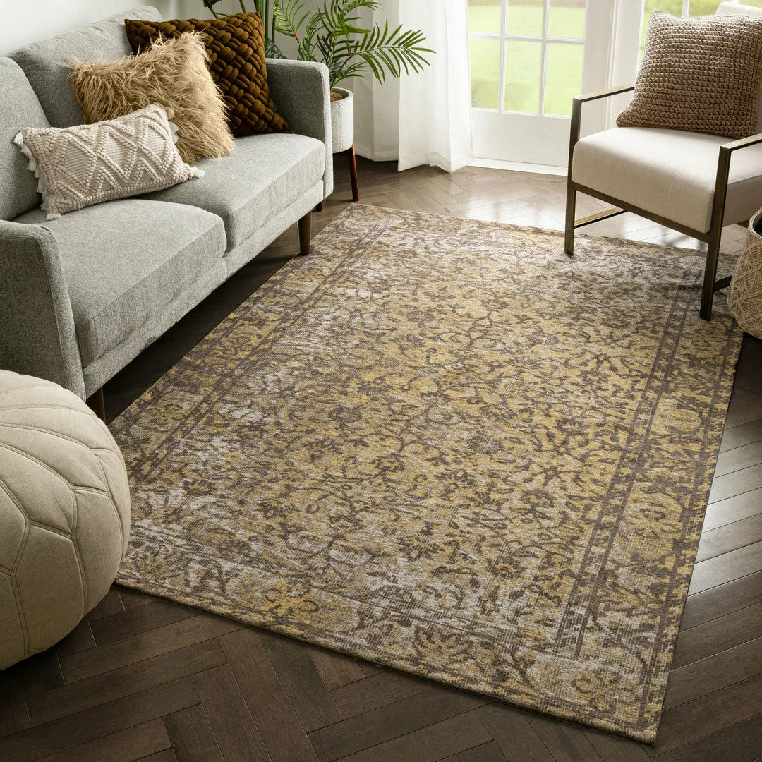 Well Woven Global Nola Vintage Distressed Orietnal Floral Yellow Kilim-Style Rug 8 Well Woven Global Nola Vintage Distressed Orietnal Floral Yellow Kilim-Style Rug