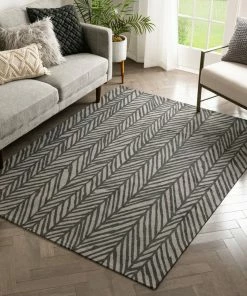 Well Woven Rimini Contemporary Geometric Pattern Black Kilim-Style Rug Global