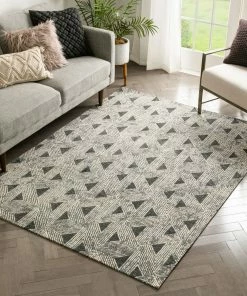 Well Woven Global Veria Mid-Century Modern Geometric Grey Kilim-Style Rug