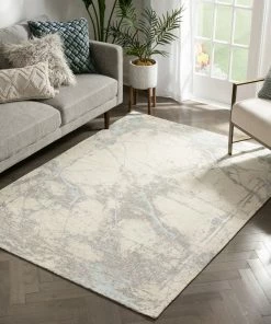 Well Woven Forio Contemporary Distressed Marble Pattern Beige Kilim-Style Rug