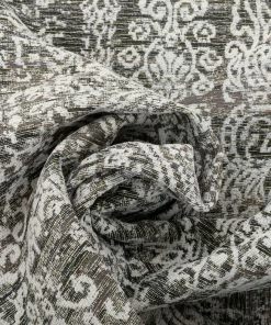 Well Woven Cantu Vintage Distressed Damask Pattern Black Kilim-Style Rug