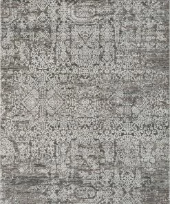 Well Woven Cantu Vintage Distressed Damask Pattern Black Kilim-Style Rug
