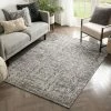 Well Woven Cantu Vintage Distressed Damask Pattern Black Kilim-Style Rug