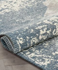 Well Woven Vasto Vintage Distressed Medallion Blue Kilim-Style 5'3