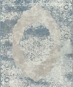 Well Woven Vasto Vintage Distressed Medallion Blue Kilim-Style 5'3" X 7'3" Rug