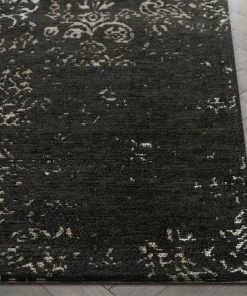 Well Woven Jesi Vintage Distressed Damask Pattern Black Kilim-Style Rug