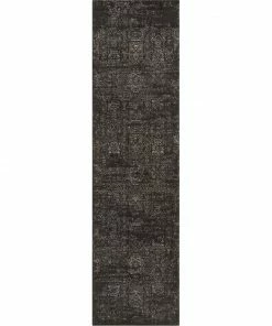 Well Woven Jesi Vintage Distressed Damask Pattern Black Kilim-Style Rug