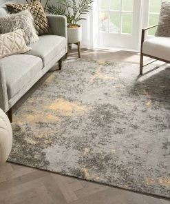 Well Woven Stressa Modern Distressed Abstract Brush Stroke Beige Kilim-Style Rug