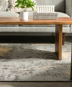 Well Woven Stressa Modern Distressed Abstract Brush Stroke Beige Kilim-Style Rug