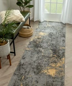 Well Woven Stressa Modern Distressed Abstract Brush Stroke Beige Kilim-Style Rug