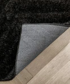 Well Woven Murray Solid Plain Shag Black 3D Textured Rug