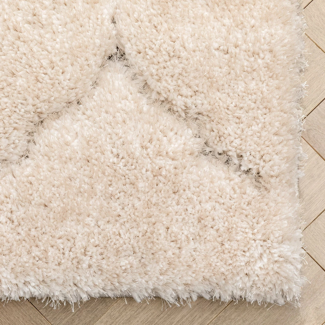 Well Woven Sandy Lattice Trellis Shag Beige 3D Textured Rug 3 Well Woven Sandy Lattice Trellis Shag Beige 3D Textured Rug