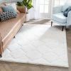 Well Woven Sandy Lattice Trellis Shag Ivory 3D Textured Rug Moroccan
