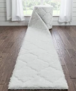 Well Woven Custom Size Runner Sandy Lattice Trellis Shag Ivory 27 Inch Wide X Choose Your Length Hallway Runner Rug Global