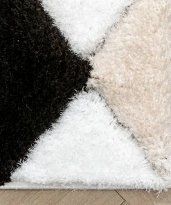 Well Woven Provo Moroccan Trellis Shag Ivory Grey 3D Textured Rug