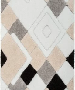 Well Woven Provo Moroccan Trellis Shag Ivory Grey 3D Textured Rug