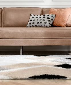 Well Woven Provo Moroccan Trellis Shag Ivory Grey 3D Textured Rug