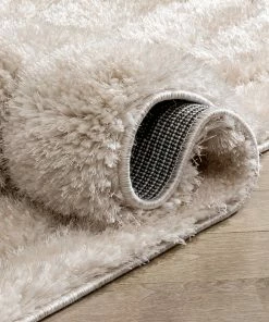 Well Woven Moroccan Winona Honeycomb Hexagon Pattern Shag Beige 3D Textured Rug