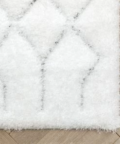 Well Woven Moroccan Winona Honeycomb Hexagon Pattern Shag Ivory 3D Textured Rug