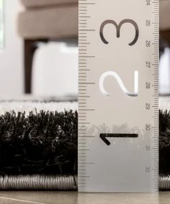 Well Woven Orem Geometric Pattern Shag Grey Black 3D Textured Rug Moroccan